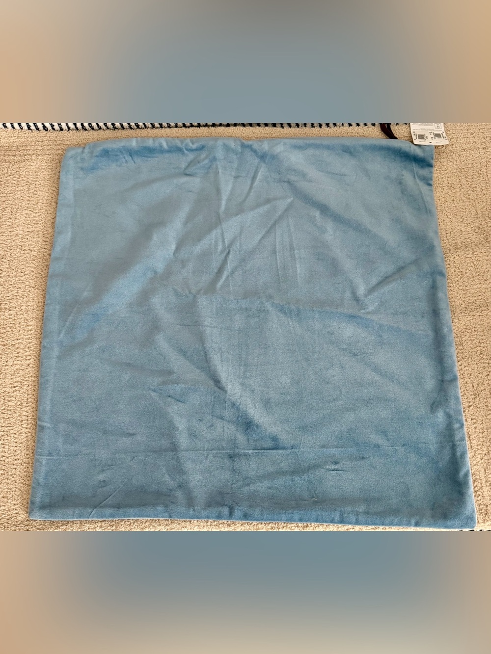 Pottery Barn Icon Velvet Pillow Cover 22x22 Cornflower Blue NWT - Picture 4 of 7